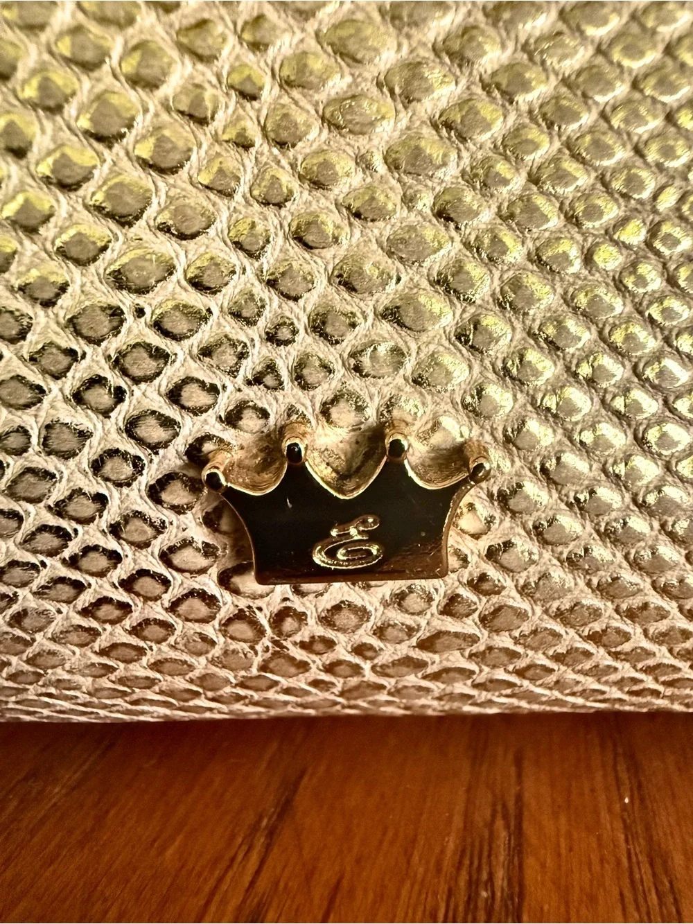 Elaine Turner Metallic Gold Textured Clutch with Chain Hardware nwot